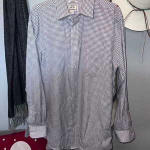 Jos. A. Bank Men's Checkered Shirt - Blue and White - A1